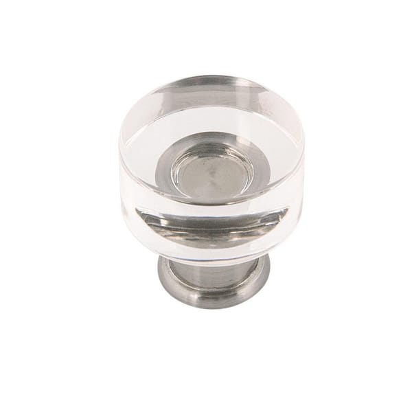 Series Midway Collection Knob 1 in. Dia Crysacrylic with Satin Nickel Finish Modern Zinc Cabinet Knob (10-Pack)
