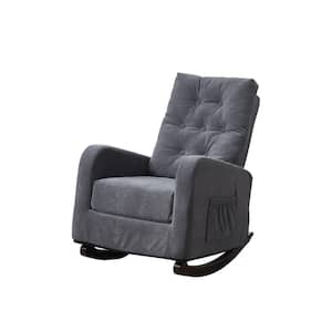Gray Velvet Fabric Rocking Chair Folding Sofa Japanese Tatami Leisure Chair Rocker Armchair Reclining Lazy Sofa