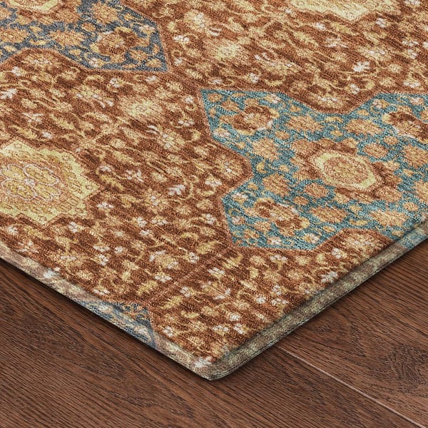 Mayfield Premium Machine Washable Abstract AMF2566 Paprika 10 ft. x 14 ft. Area Rug