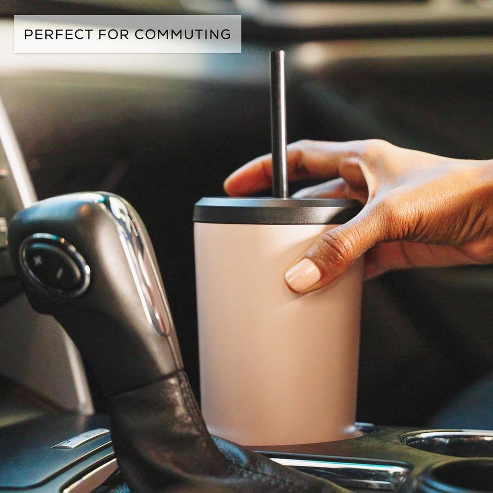 Black Triple Insulated Stainless Steel Travel Tumbler with Straw