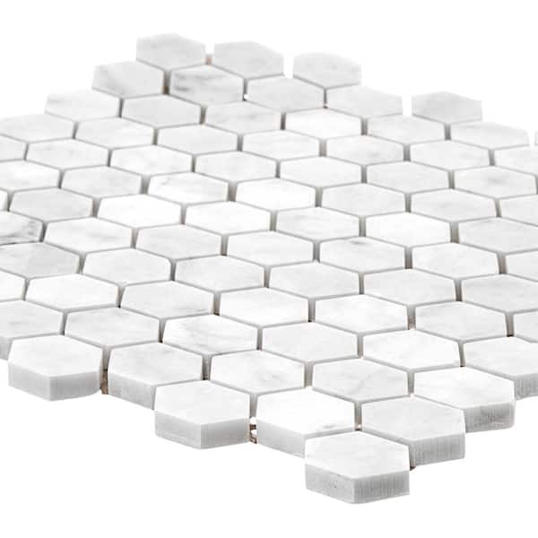 Jeffrey Court Carrara Constellation White 10.875 in. x 11.75 in. Hexagon  Honed Marble Wall and Floor Mosaic Tile (0.887 sq. ft./Each) 99354 - The  Home Depot