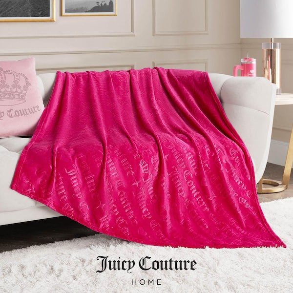 JUICY COUTURE Cheetah Hot Pink Embossed Plush Polyester  Pink Embossed Plush Oversized Throw display picture 1
