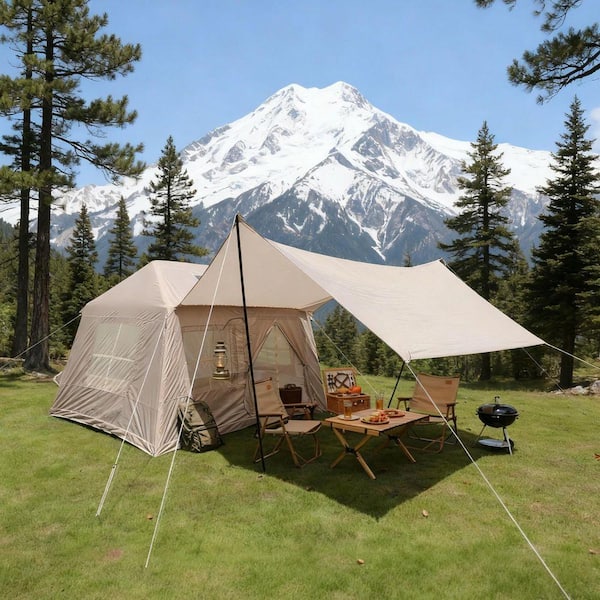 TEINIE 9 ft x 7 ft Beige Inflatable Camping Tent Glamping Tents