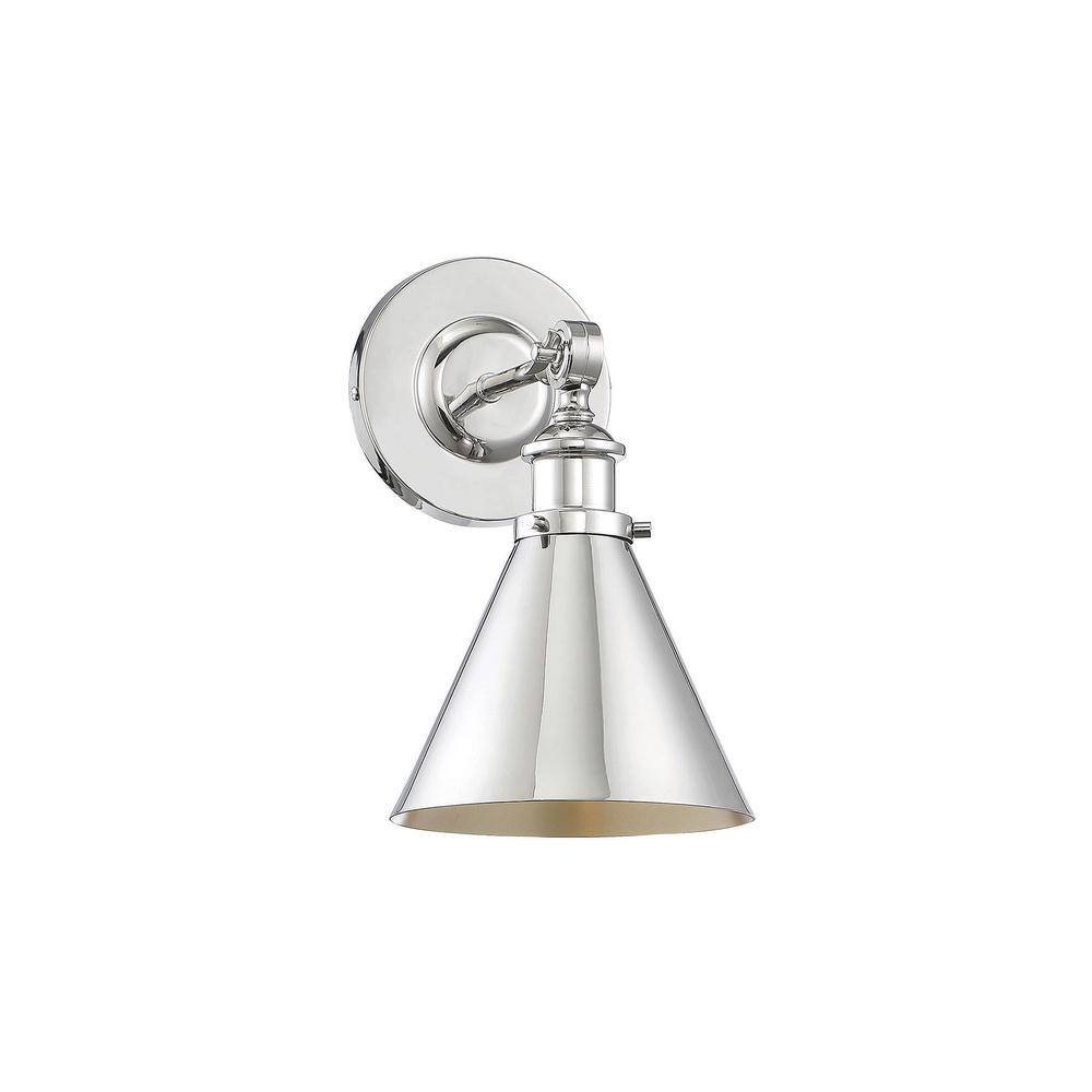 Glenn Polished Nickel 7"x12" Direct Wired Wall Sconce