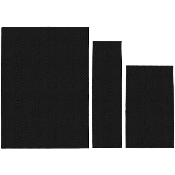 Town Square Black 5 ft. x 7 ft. 3-Piece Rug Set