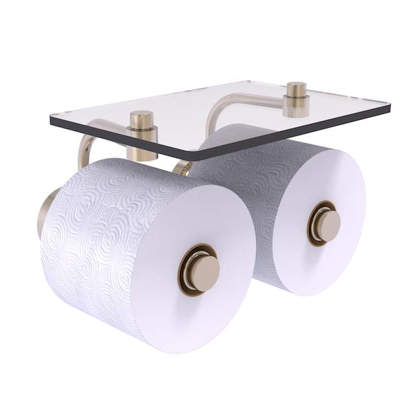 Dottingham Collection Wall Mounted Toilet Paper Holder in Antique Pewter with Glass Shelf
