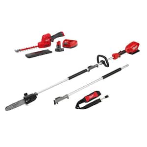 M12 FUEL 8 in. 12V Lithium-Ion Brushless Cordless Hedge Trimmer Kit with M18 FUEL 10 in. Pole Saw (2-Tool)
