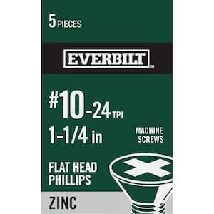 #10-24 x 1-1/4 in. Phillips Flat Head Zinc Plated Machine Screw (5-Pack)