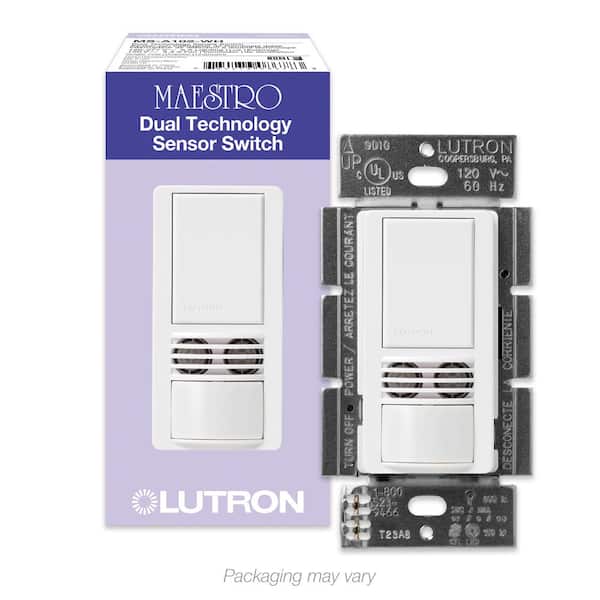 Lutron Maestro Dual-Tech Motion Sensor Switch, 6-Amp/Single-Pole, White (MS-A102-WH)