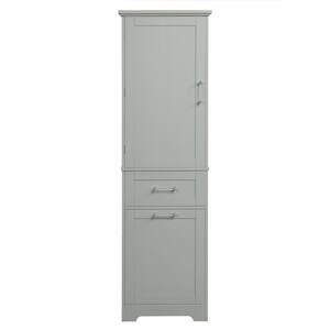 20 in. W x 13 in. D x 68.1 in. H Bath Storage Cabinet with 2 Different Size Drawers and Adjustable Shelf, Gray