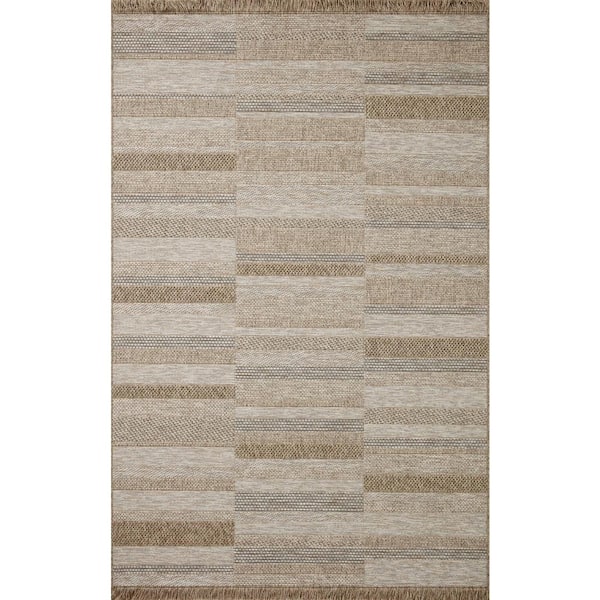 LOLOI II Dawn 8 ft. 10 in. x 12 ft. 2 in. Natural Stripe Indoor/Outdoor Area Rug