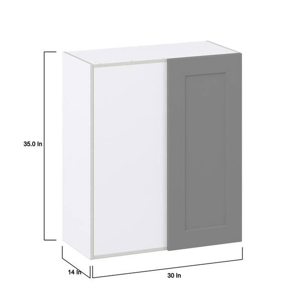 J COLLECTION 30 in. W X 40 in. H X 14 in. D Bristol Painted Slate Gray Shaker Assembled Wall Blindcorner Kitchen Cabinet