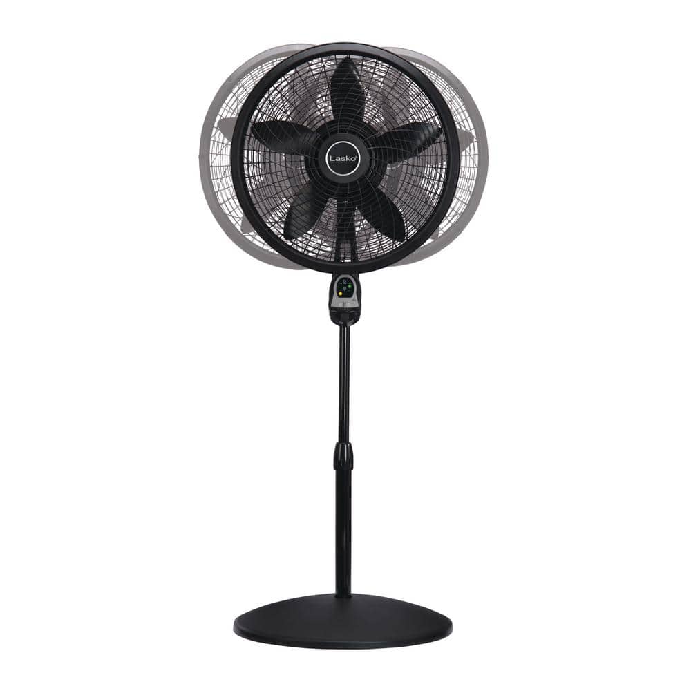 Black 54" Adjustable Height Oscillating Pedestal Fan with Remote