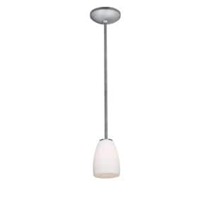 Sherry 1-Light Brushed Steel Metal Pendant with Opal Glass Shade