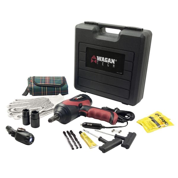 Wagan Tech 12-Volt Auto Impact Wrench Kit with Tire Patch Kit