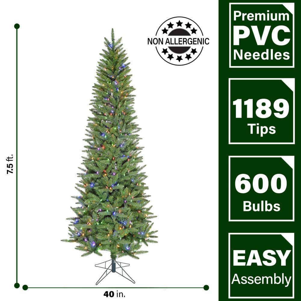 7.5-ft Slim Pine Christmas Tree with Multicolor LED Lights
