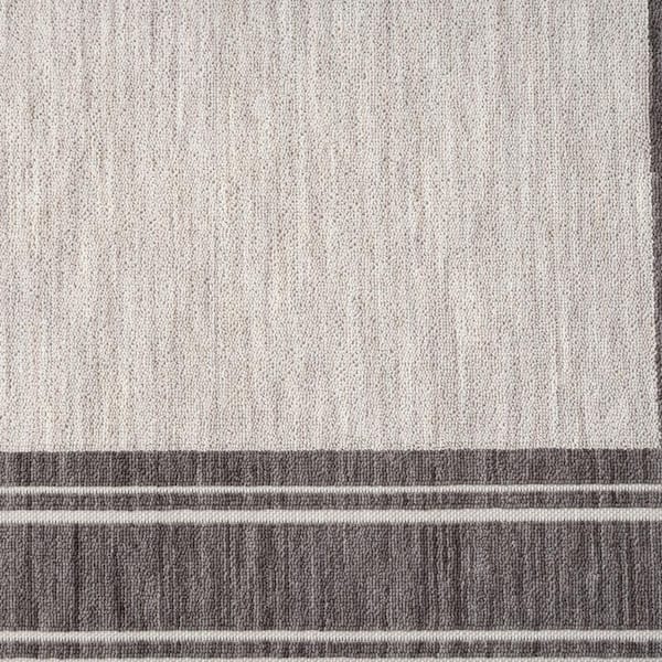 Gray, Ivory 8 ft. x 9 ft. Woven Solid Color PET Polyester Rectangle Indoor/Outdoor Area Rug