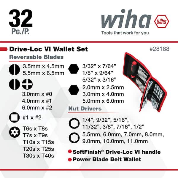 Wiha Drive-Loc VI Wallet Set (32-Piece) 28188 - The Home Depot