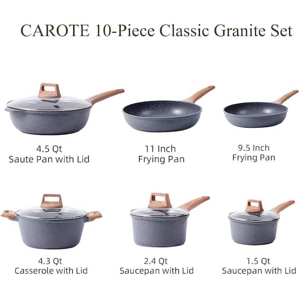 CAROTE 1.5Qt & 2.4Qt Sauce Pan Set with Lid Nonstick Saucepan 4 Pcs Non