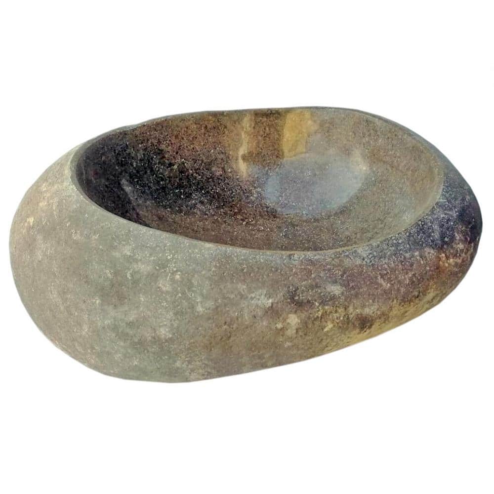 Natural River Rock Stone Bathroom Sink with Polished Interior