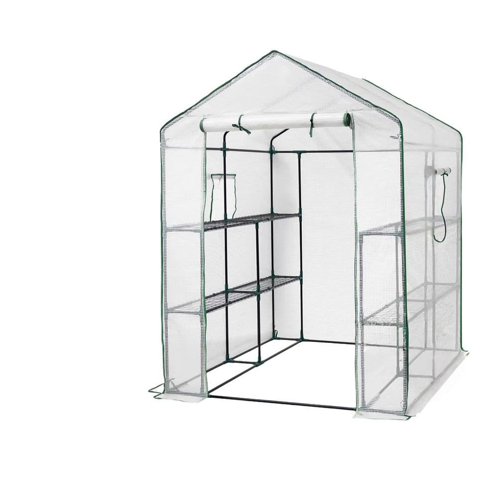 57 in. W x 57 in. D x 76 in. H Greenhouse for Outdoors, Durable Green House Kit with Window for Backyard, White price history on PriceWatchPro