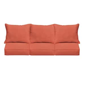 27 in. x 23 in. Deep Seating Indoor/Outdoor Couch Pillow and Cushion Set in Sunbrella Canvas Persimmon