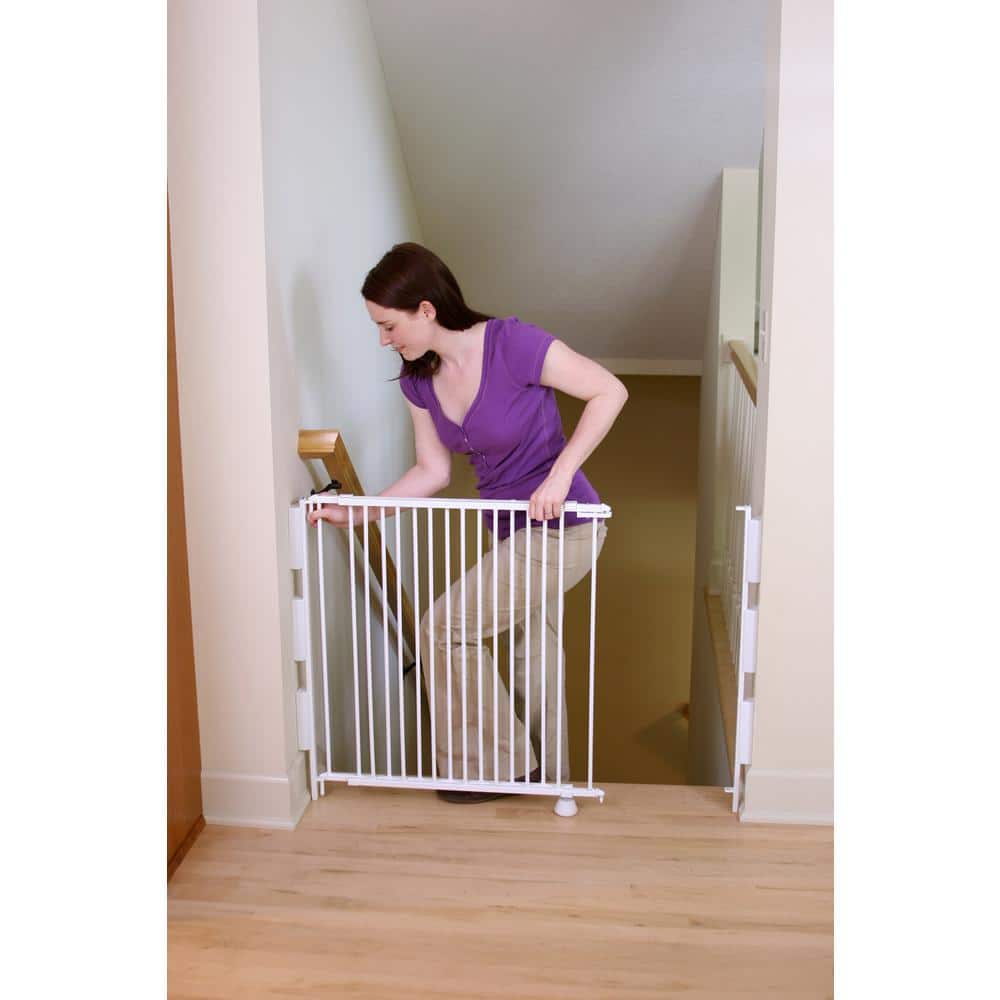 White Extra Tall Metal Stairway Safety Gate