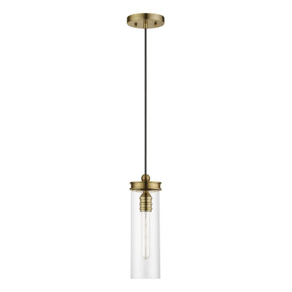 Antique Brass Mini Pendant with Clear Glass Shade