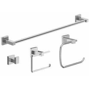 Duro 4-Piece Wall-Mounted Bath Hardware Set with Mounting Hardware in Polished Chrome