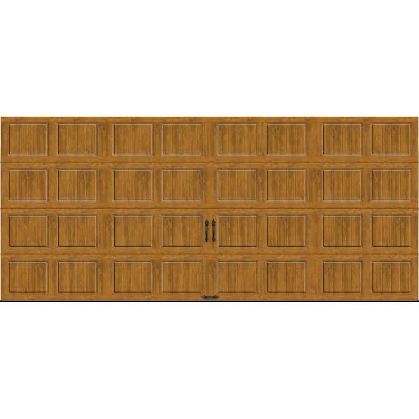 Clopay Gallery Steel Short Panel 16 ft x 7 ft Insulated 6.5 R-Value Wood Look Medium Garage Door without Windows