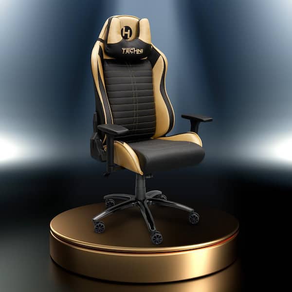 Techni Sport Ergonomic Racing Style Gaming Chair - Golden