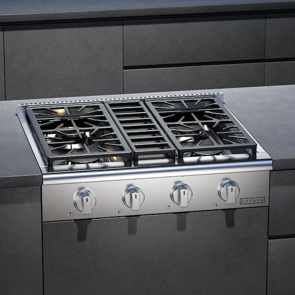 Empava 30 in. Pro-Style Slide-in Natural Gas Range Top Cooktop with 4 ...