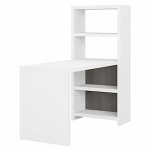 Echo 56.34 in. Pure White/Modern Gray Bookcase Desk