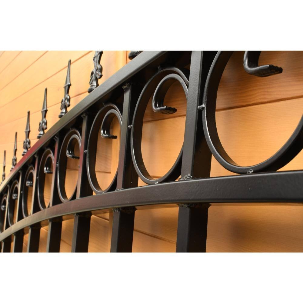 Prague Style Black Steel Sliding Driveway Gate with Pedestrian Gate