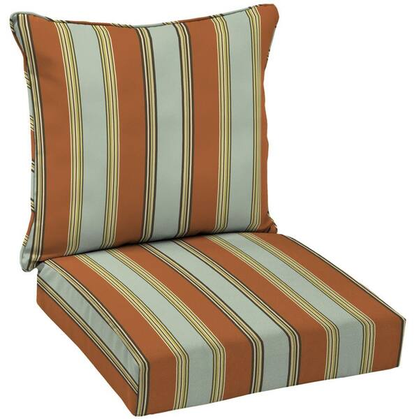 Hampton Bay Fontina Stripe Welted Deep Seating Outdoor Lounge Chair Cushion Set
