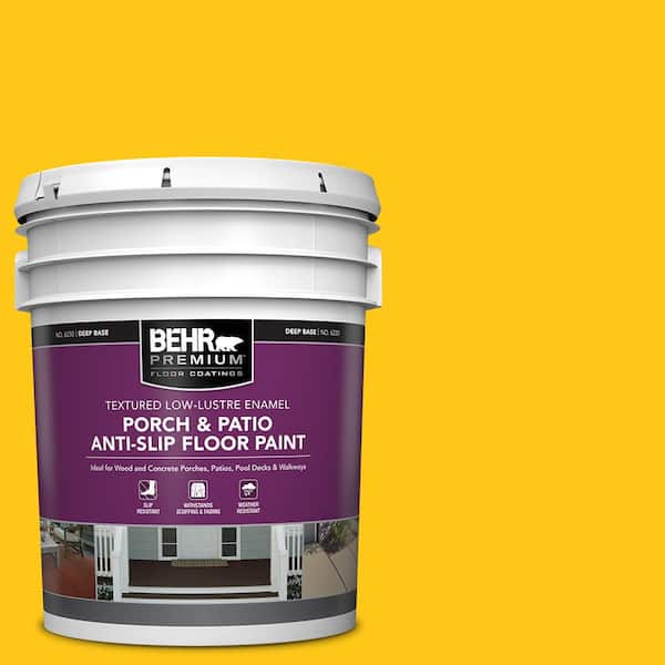5 gal. #P300-7 Unmellow Yellow Textured Low-Lustre Enamel Interior/Exterior Porch and Patio Anti-Slip Floor Paint