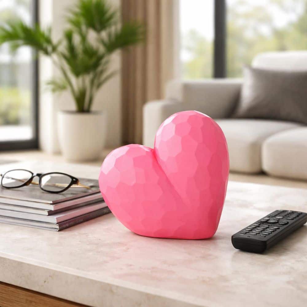 Liv & Skye Pink 8 in. x 8 in. Ceramic Heart Sculpture 20883 - The