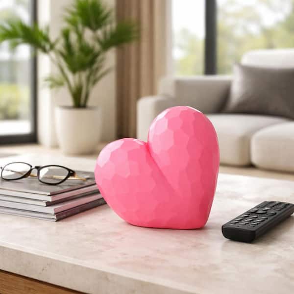Liv & Skye Pink 8 in. x 8 in. Ceramic Heart Sculpture 20883 - The