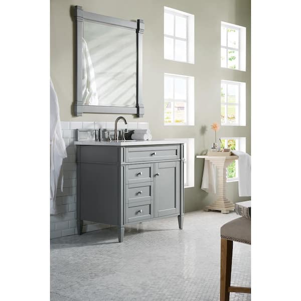 James Martin Vanities Brittany 36 in. W x 23.5 in.D x 34 in. H Single Bath Vanity in Urban Gray with Solid Surface Top in Arctic Fall