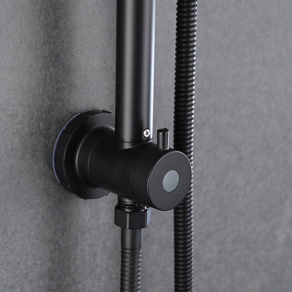 Large Matte Black Round Rain Shower Head with Handheld