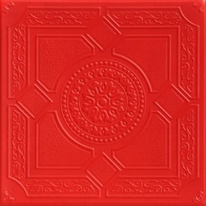 Kensington Garden Red 1.6 ft. x 1.6 ft. Decorative Foam Glue Up Ceiling Tile (21.6 sq. ft./Case)