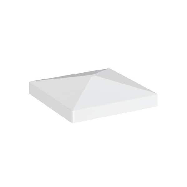 Louvered 6 in. x 6 in. White Vinyl Pyramid Fence Post Top