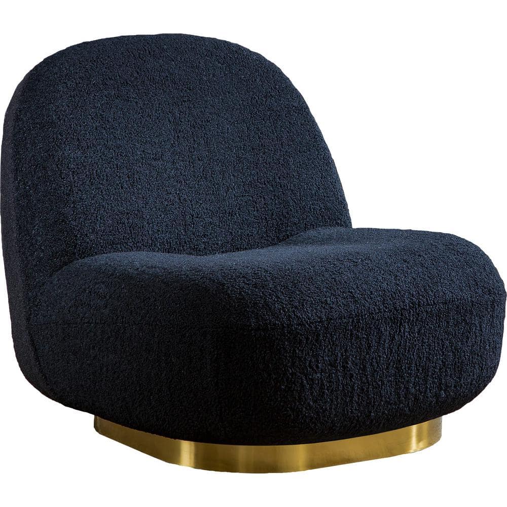 Black Teddy Fabric Swivel Accent Lounge Occasional Side Chair