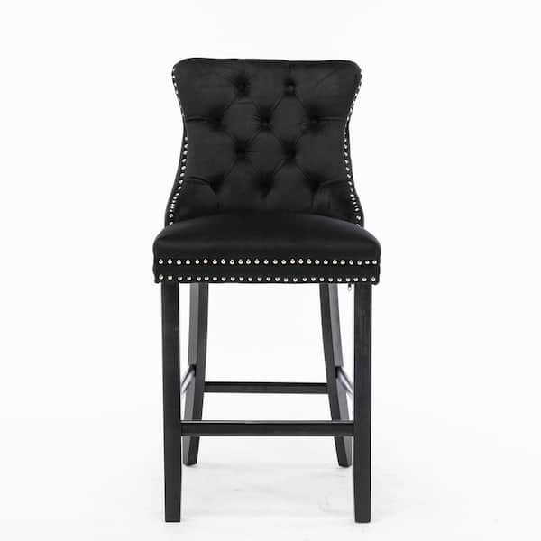 black leather studded bar stools