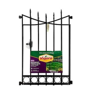 Beaumont No Dig 40.4 in. H x 53.8 in. W Black Metal Decorative Garden Fence Gate