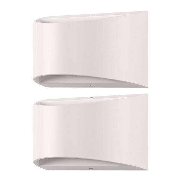 8 in. 1-Light White Lantern Wall Sconce for Bedrooms and Hallways (2-Pack)