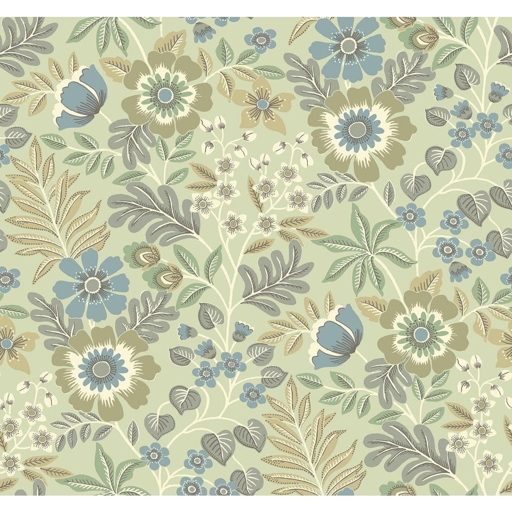 A-Street Prints Voysey Green Floral Wallpaper 2970-87532 - The Home Depot