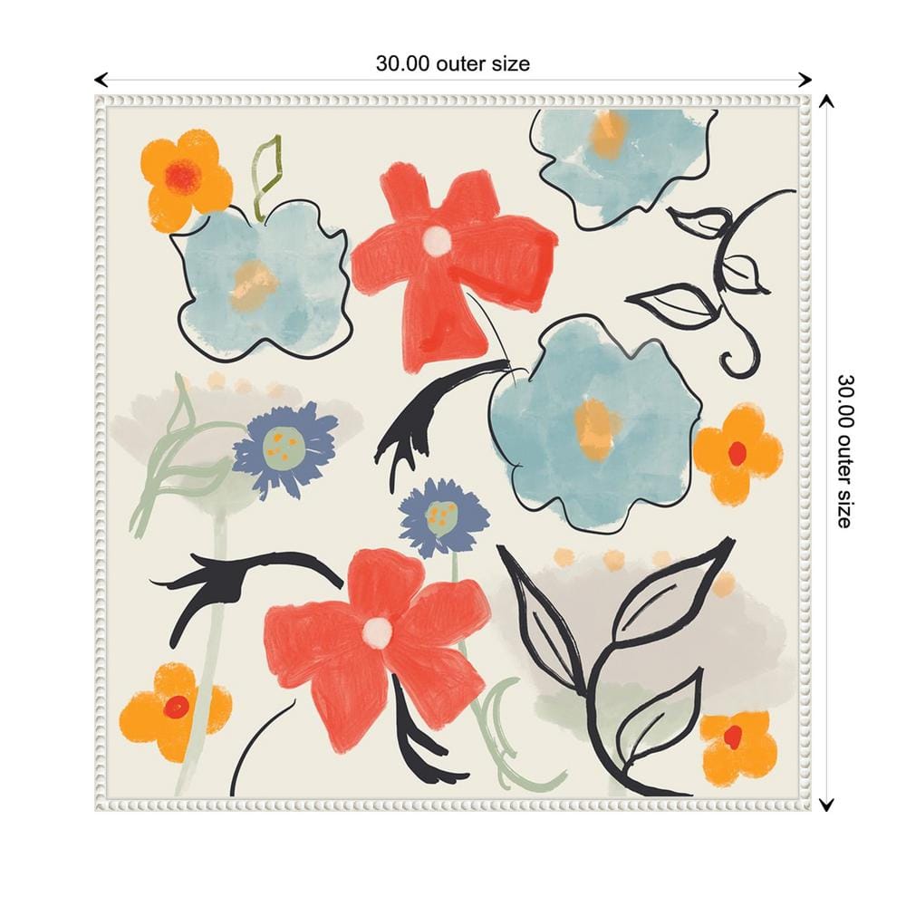 Robin Maria Abstract Floral Canvas Wall Art with White Frame