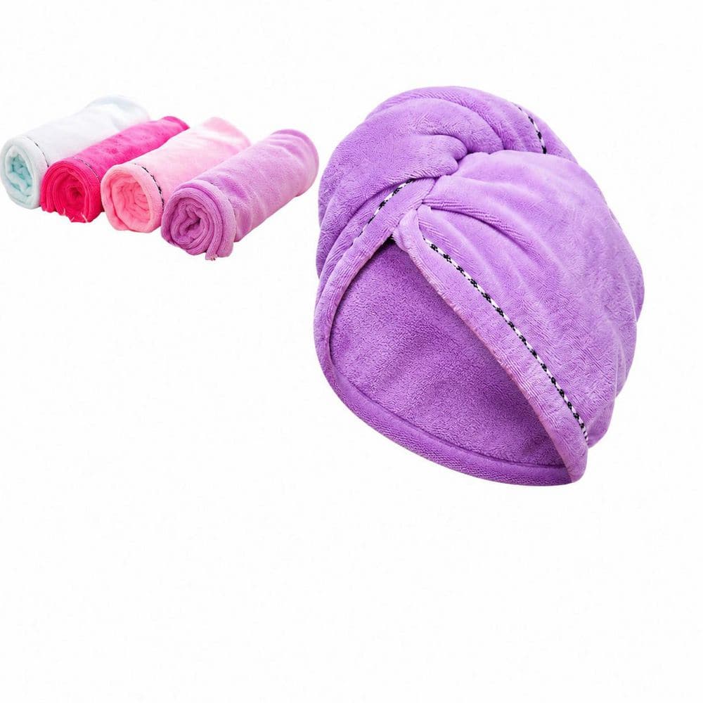 Blue Pink Purple Red Microfiber Hair Towel Wrap 4 Pack Quick Dry Anti-Frizz Head Turban with Button price history on PriceWatchPro