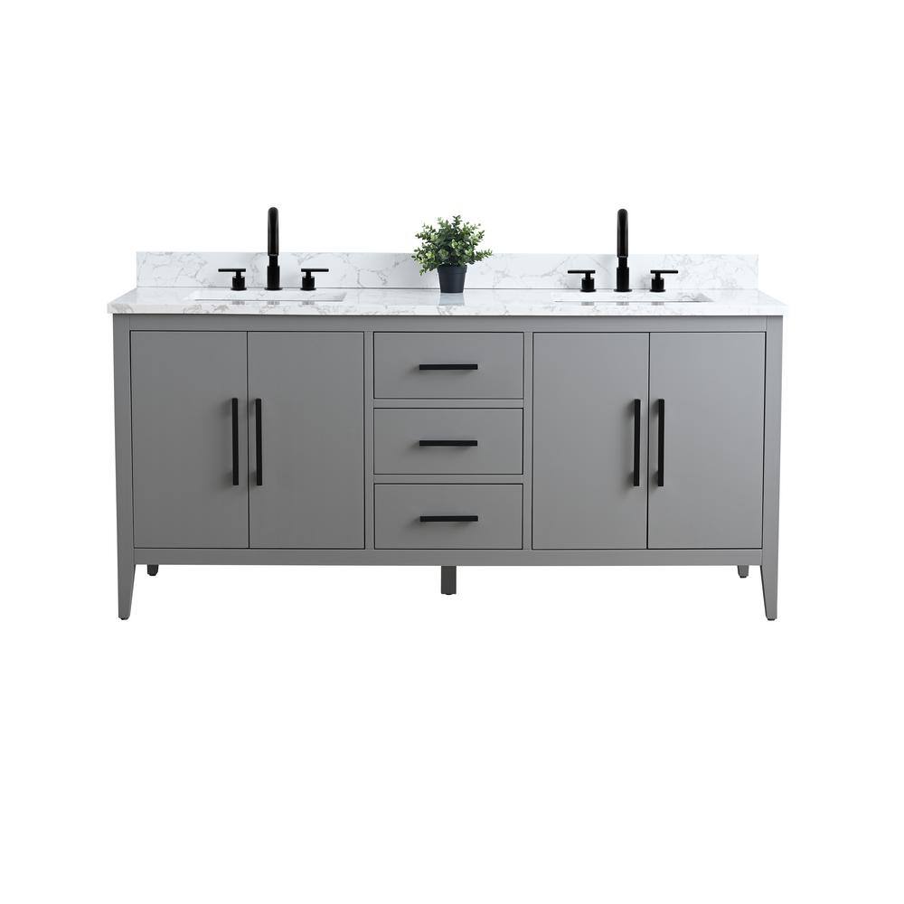 Vanity Art 72 in. W x 22 in. D x 34 in. H Double Sink Bathroom Vanity